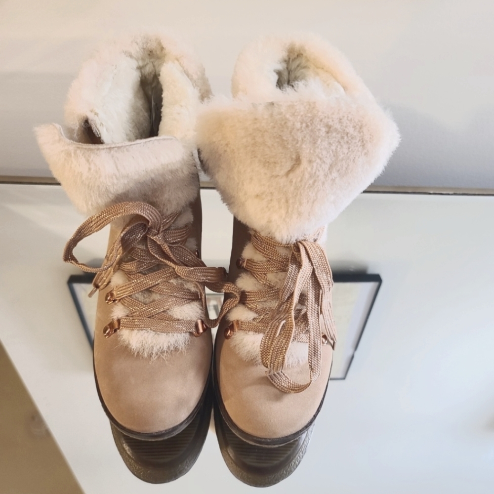 J.Crew Rose Gold Furry Boots